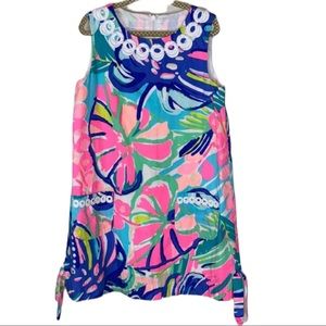Lilly Pulitzer Colorful Pink And Blue Banana Leaf Shift Dress Size 6